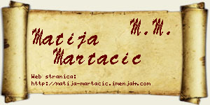 Matija Martačić vizit kartica